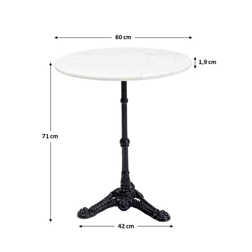Kare Design Eettafel Bistrot rond Ø60cm wit marmer