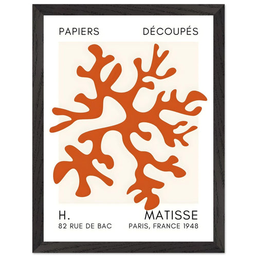 Artfulprints Poster met Lijst Matisse – Dreamy coral flower orange   - 30x40 cm - Oranje