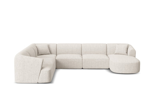 Cosmopolitan Design Modulaire panoramische hoekbank links Campi 7-zits, structurele stof lichtbeige - 255x330x70cm