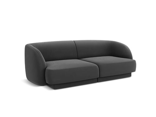Micadoni Bank Miley 2-zits, flueel, grijs - 90x180x70cm