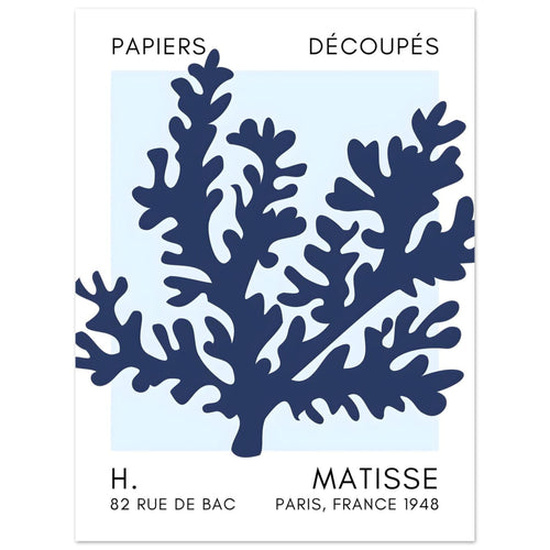 Artfulprints  Matisse – Aqua bloom navy blue I   poster 30x40 cm