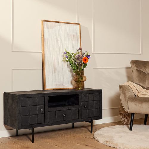 StarFurn Tv-Meubel Brandy - Zwart Mangohout - 120x40x55cm