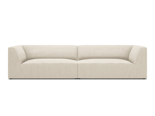 Micadoni Bank Ruby 4-zits, ribfluwelen, lichtbeige - 93x302x69cm