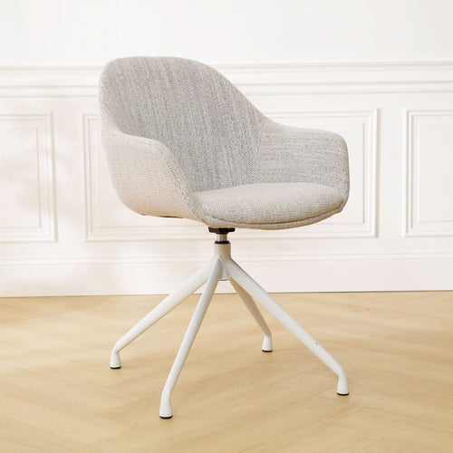Nolon Nola-Mae Eetkamerstoel Beige Gemêleerd - Draaibaar Wit Onderstel - vtwonen shop