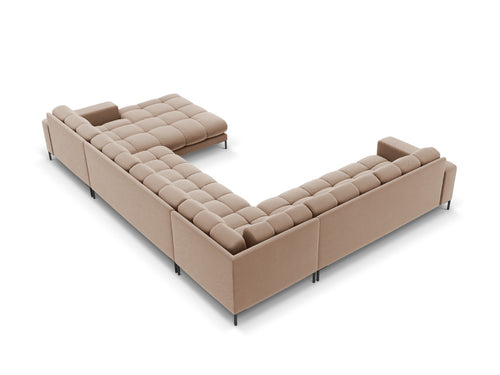 Cosmopolitan Design Panoramische hoekbank links Bali 7-zits, flueel, beige - 256x327x75cm