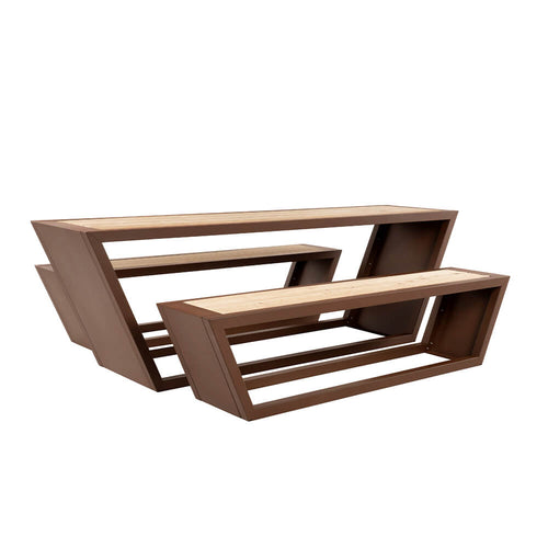 HOME DELUXE Stalen zitset KOBON Bruin - Made in Germany - 2 x bank + 1 x tafel