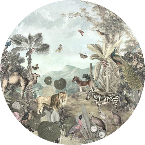 Sanders & Sanders zelfklevende behangcirkel jungle multicolor - Ø 125 cm - 611768