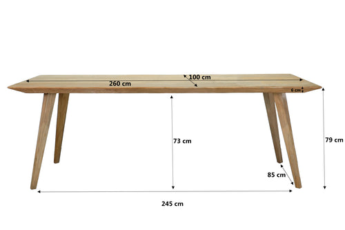 Livingfurn eetkamertafel Tomar - 260cm - teakhout