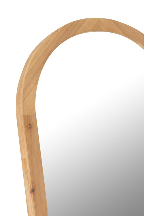 J-Line spiegel Met Voet - glas/sparhout - naturel - 162 x 52 cm