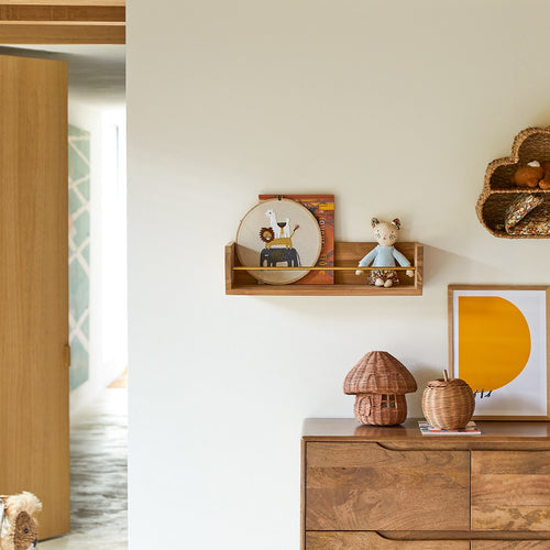 Tikamoon Wandplank voor kinderkamer van massief teakhout 60 cm - Naturel
