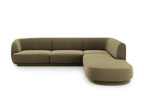 Micadoni rechter hoekbank Miley 6-zits, flueel, groente - 248x255x70cm