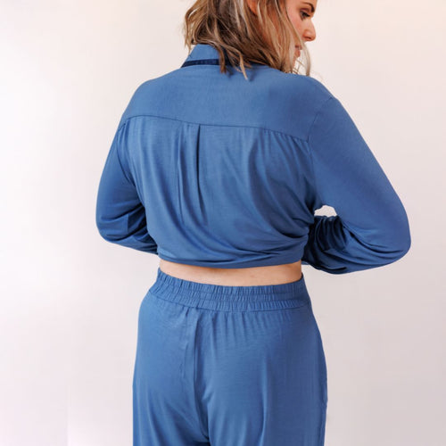 Coco & Cici - Tencel Pyjama Set - Dames - Donker Blauw - Maat XL