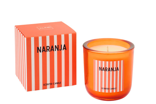 J-Line geurkaars Naranja - Mandarin Moments - glas - oranje - large