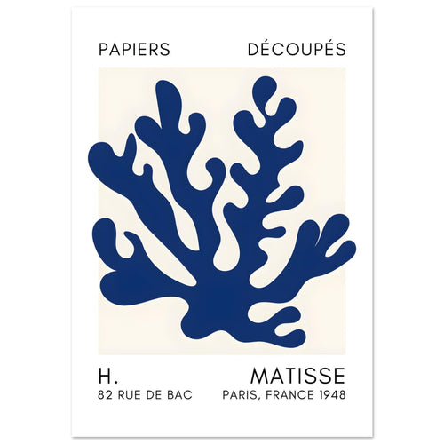 Artfulprints Poster met Lijst Matisse – Saltflower shapes navy blue II   - 50x70 cm - Blauw