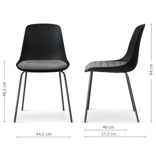 Nolon Nora-Liv eetkamerstoel zwart met zeegrijs zitkussen - zwart onderstel - vtwonen shop