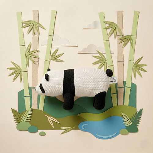 Pintado & Lacado knuffeldier Panda - zwart - 52 cm