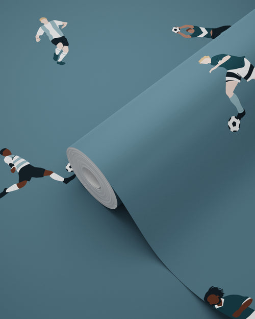 ESTAhome behang voetbalspelers donkerblauw - 50 x 900 cm - 131278 - vtwonen shop