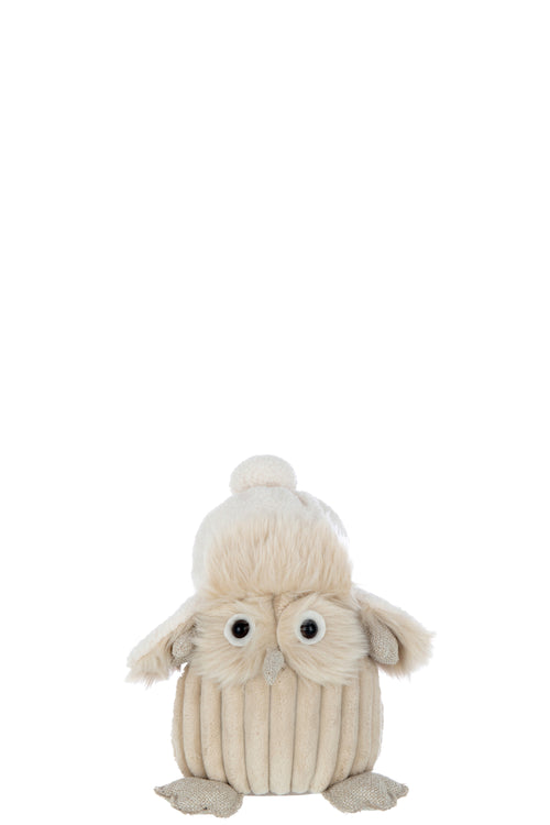 J-Line figuur Owl Hoed - textiel - beige - vtwonen shop