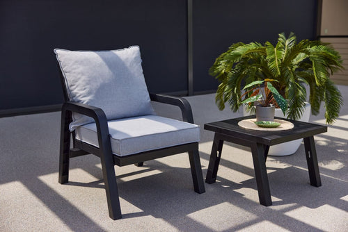 Hartman Loungestoel Ibiza - Antraciet/Grijs Textiel - Zithoogte 48cm
