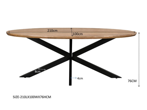 Livingfurn eetkamertafel Jesper Oval - 210 cm - mangohout - vtwonen shop