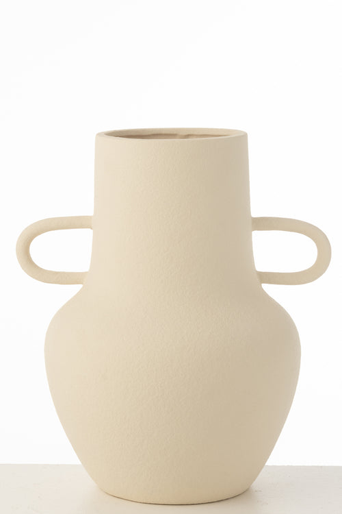 J-Line vaas Kruik 2 Handvat - keramiek - beige - large - 29.5 cm hoog