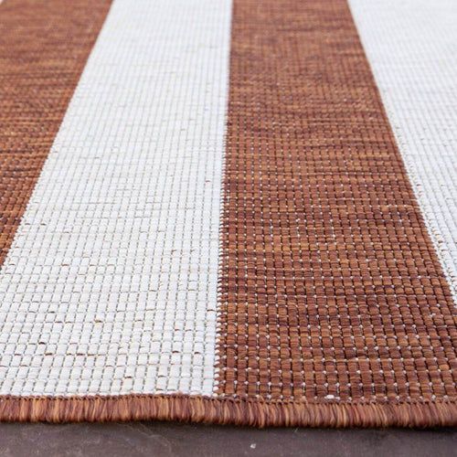 Eva Interior Buitenkleed Stripes roest/wit dubbelzijdig - 200 x 290 cm - vtwonen shop