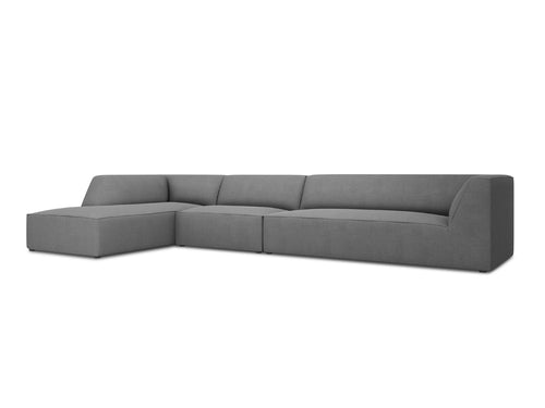 Micadoni linker hoekbank Ruby 5-zits, structurele stof, grijs - 180x366x69cm