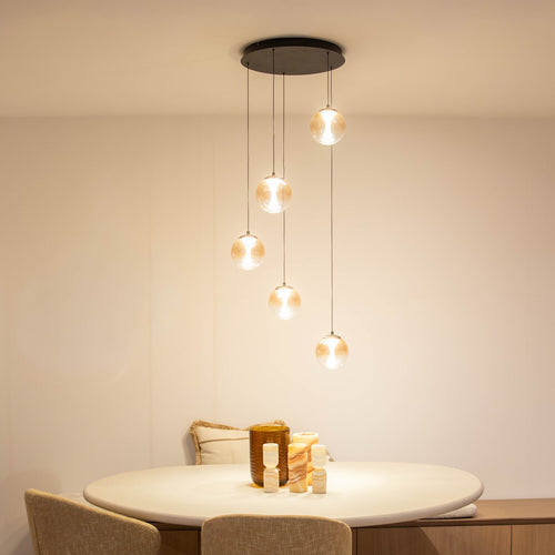 Atmooz hanglamp Monza 5 rond - zwart - Ø 45 x H 170 cm - geïntegreerde led