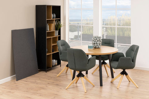 Rebellenclub Eetkamerstoel Arne - Donker Grijs met Eiken Houten Poten - vtwonen shop