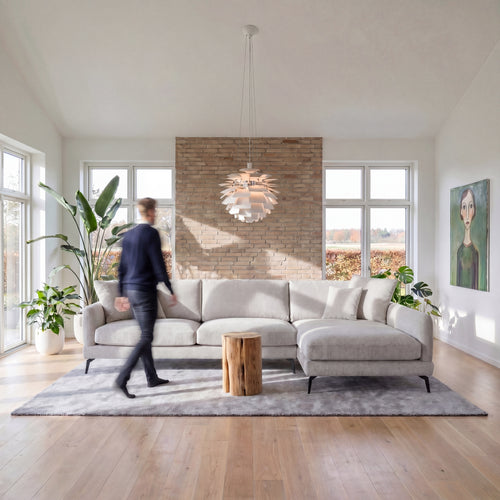 Furnhouse chaise longue bank rechts Maggie - Grijs - Stof - 95x290x90