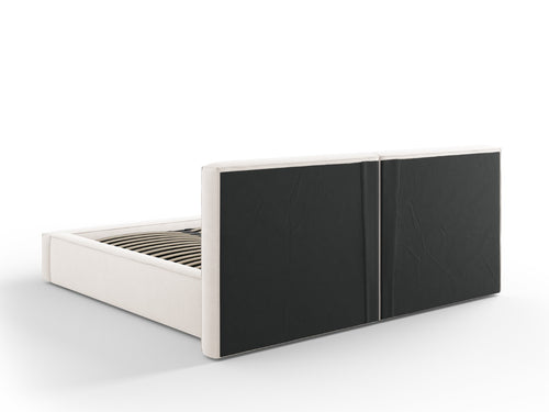 Micadoni Opbergbed met hoofdeinde Jodie 180x200cm, structurele stof, lichtbeige - 228x234x108cm