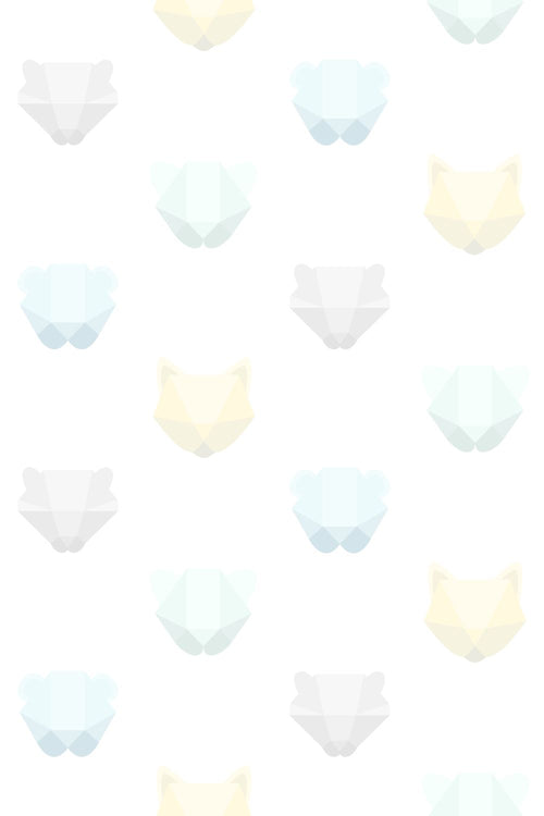 Origin Wallcoverings fotobehang dierenhoofden mintgroen, pastelblauw, pastel geel, licht warm grijs en mat wit - 200 x 279 cm - 357208 - vtwonen shop