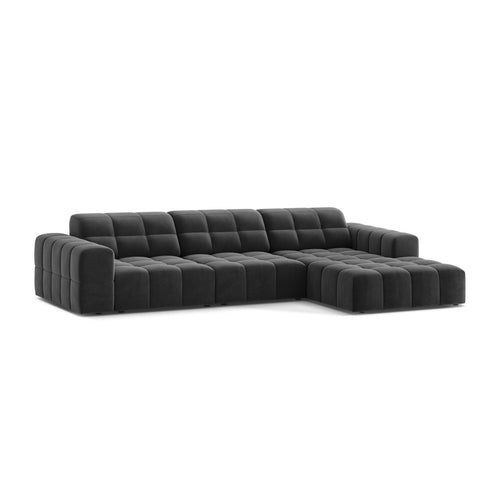 Cosmopolitan Design - Rechter hoekbank Chicago 4-zits, flueel grijs - 167x294x78cm