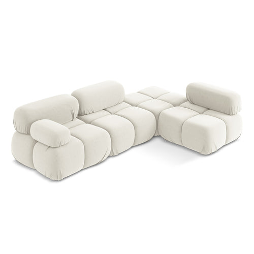 LaMiaSofa hoekbank rechts Sanremo - velours - lichtbeige - 285x190x70