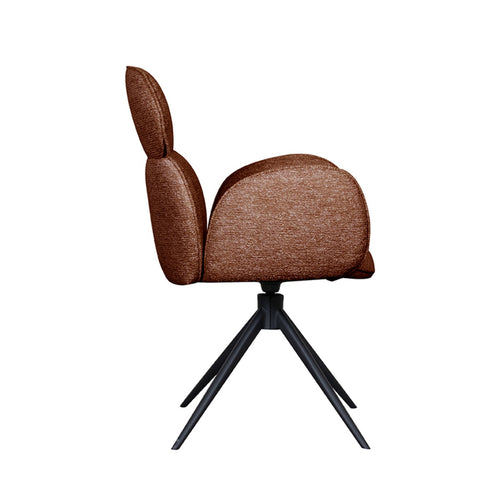 LABEL51 Eetkamerstoel Vidar - Oranje Bouclé - Draaibaar - Set van 2 - vtwonen shop