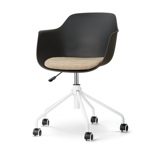 Nolon Nout-Liz eetkamerstoel zwart met nougatbruin zitkussen - wit onderstel