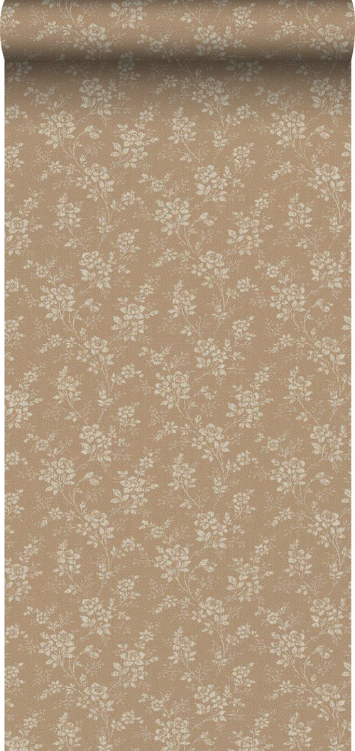 Borastapeter behang vintage bloemetjes bruin - 53 cm x 10.05 m - 661061 - vtwonen shop