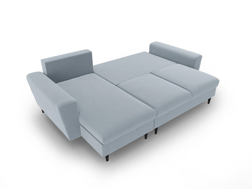 Cosmopolitan Design Omkeerbare converteerbare hoekbank met opbergdoos Kyoto 4-zits, flueel lichtblauw - 145x241x88cm