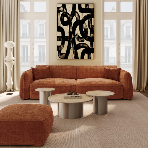 Premium Interiors - Bank LOMI - gewaafd fluweel terracotta 235cm