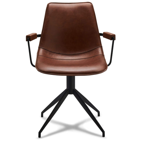 Furnhouse eetkamerstoelen armleuning Isabel - Cognacbruin - Kunstleer - Set van 6
