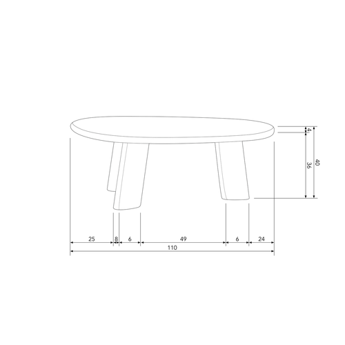 WOOOD salontafel Roundly - Mangohout - Walnoot - 40x110x60 - vtwonen shop