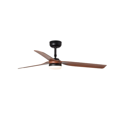 Faro Punt Punt 132cm LED-plafondventilator matzwart, walnootkleurige bladen CCT