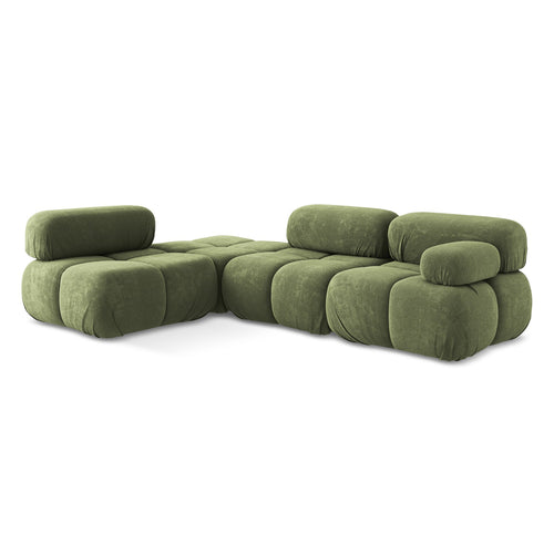 LaMiaSofa hoekbank links Sanremo - chenille stof - groente - 285x190x70
