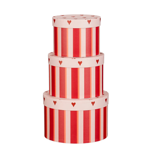 Mica Decorations Opbergdoos - Set van 3 - H14 x Ø21 cm - Papier - FSC Mix - Rood - vtwonen shop