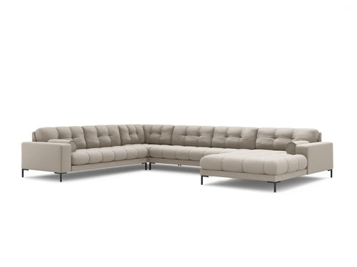 Cosmopolitan Design Panoramische hoekbank links Bali 7-zits, structurele stof, beige - 256x327x75cm