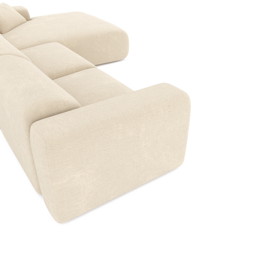 Sia Home - Grote hoekbank MYRA - getextureerd fluweel crème 280cm