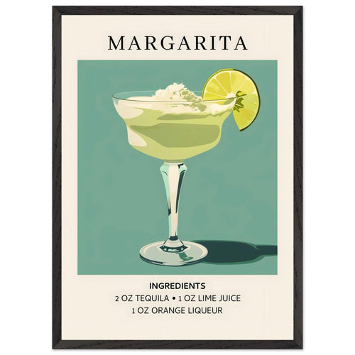 Artfulprints Poster met Lijst Margarita cocktail - Ingrediënten   - 50x70 cm - Groen