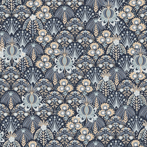 ESTAhome behang vintage bloemen in art nouveau stijl blauw - 50 x 900 cm - 131508 - vtwonen shop