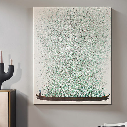 Kare Design Schilderij Flower Boat 80x100cm beige en groen
