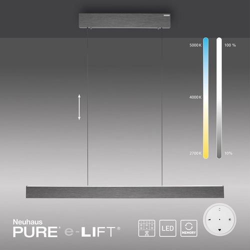Neuhaus PURE hanglamp e-Lift - 2 lichts - 120  x 240   cm - antraciet